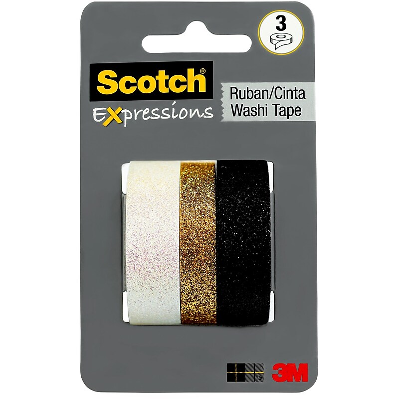 Scotch® Expressions Washi Tape, Assorted Glitter Colors, 3/Pack (C1017-3-P7) image 1