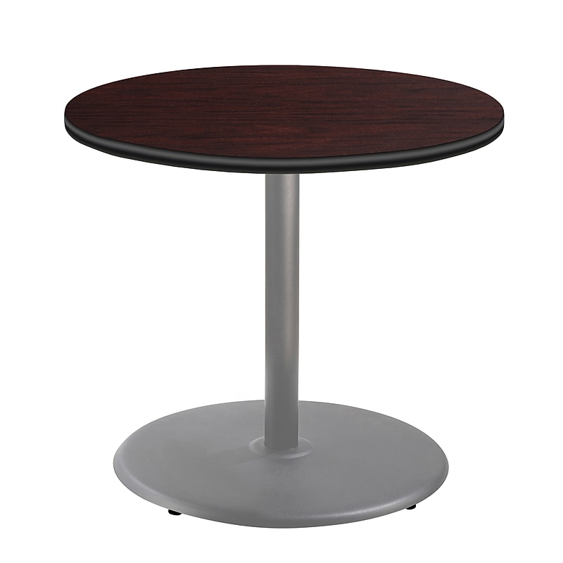NPS CT Series 36" Round 30" Height Cafe Table, Round Base, Grey Frame/Mahogany Top (CTG13636RDPBTMMY) image 1