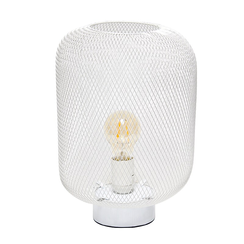 Creekwood Home Mesh Wire 11.8" LED Table Lamp, White (CWT-1002-WH) image 1