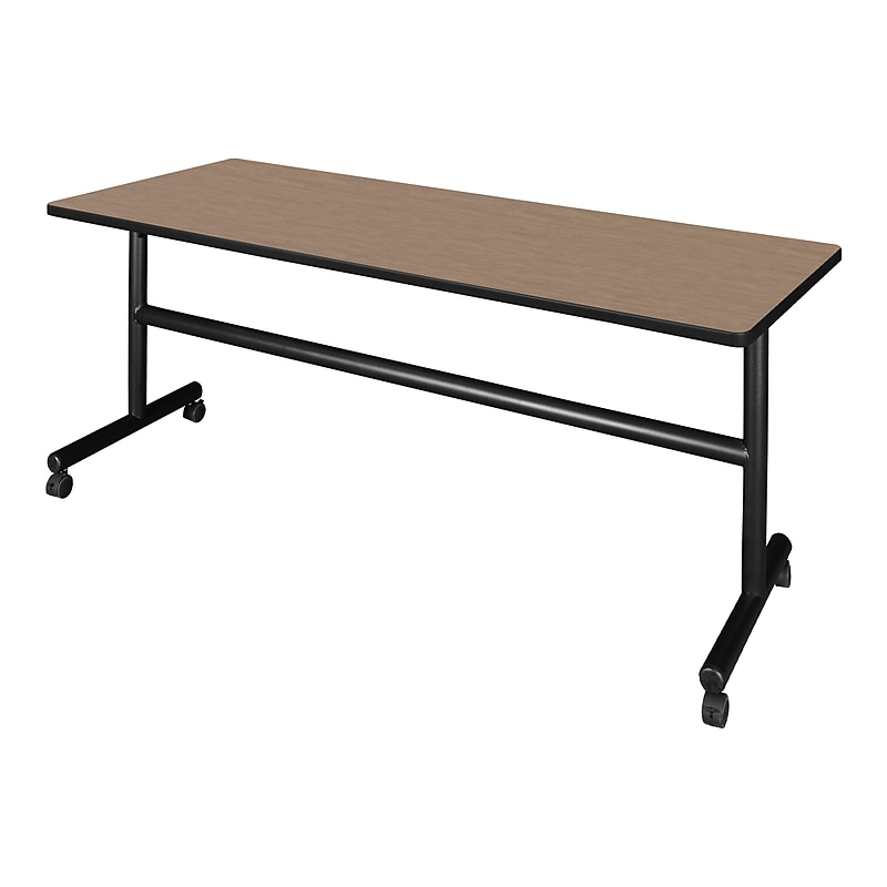 Regency Kobe Flip Top 72"W x 24"D Rectangular Training Room Table, Laminate, With Wheels, Noble Oak (MKFT7224NO) image 1