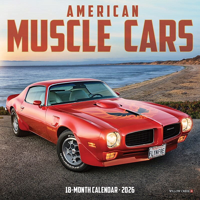 2026 Willow Creek American Muscle Cars 7" x 7" Monthly Wall Calendar (53423) image 1