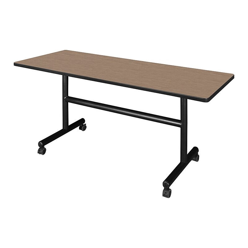 Regency Kobe Flip Top 60"W x 24"D Rectangular Training Room Table, Laminate, With Wheels, Noble Oak (MKFT6024NO) image 1
