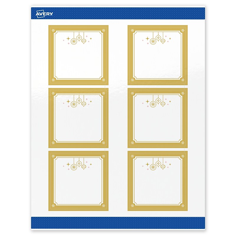 Avery Square Multipurpose Labels, 3" x 3", White, 60/Pack (19479370525) image 1