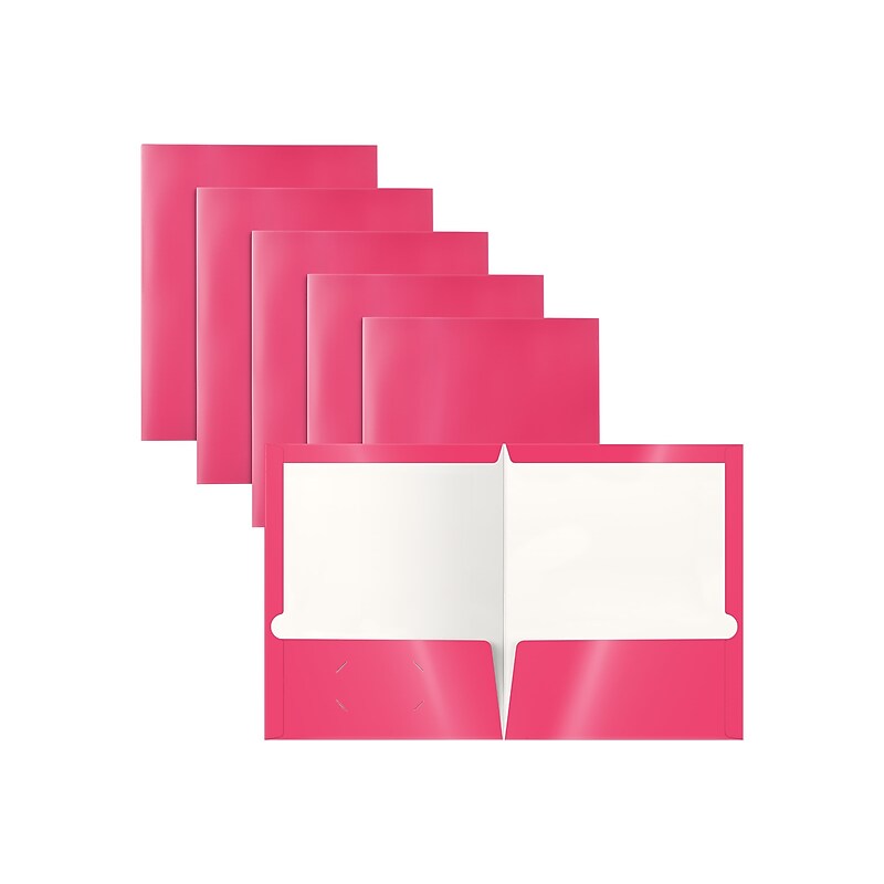Better Office Glossy 2-Pocket Portfolio Folder, Hot Pink, 25/Pack (80191-25PK) image 1