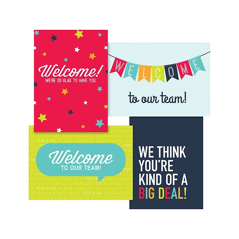 Baudville Onboarding Welcome Workplace Cards with Envelopes, 5.63" x 7.88", Assorted Colors, 12/Pack (77000) image 1