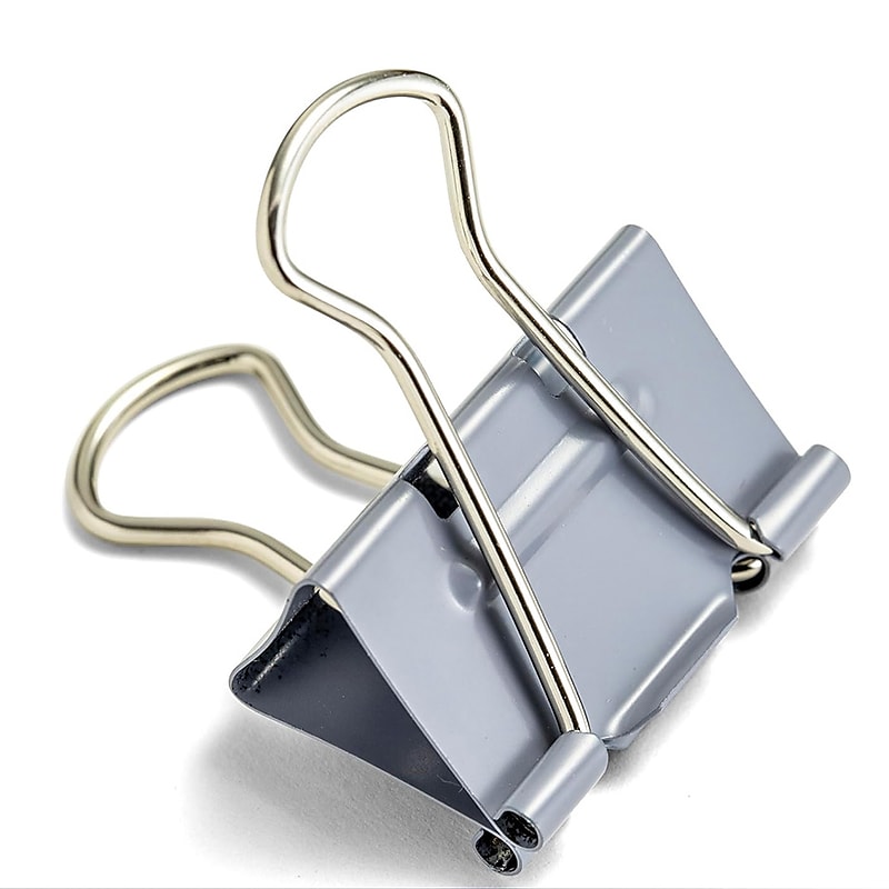 Officemate EZ Medium Binder Clips, 0.625" Capacity, Gray, 48 Clips/Pack (99550) image 1