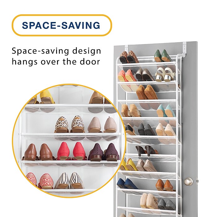 Whitmore 36-Pair Over-the-Door Shoe Rack, White (60377037WHTSIOC
