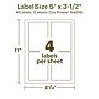 Avery EcoFriendly Laser/Inkjet Rectangle Multipurpose Labels, 5" x 3-1/2", White, 40/Pack (94256)~#|#~C846C68B-CED1-4E26-88150E33D46B85B6_sc7