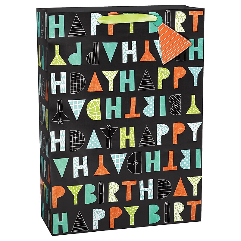 Party City Patterned Letter Birthday Large Gift Bag, Multicolored (AM170615-NS) image 1