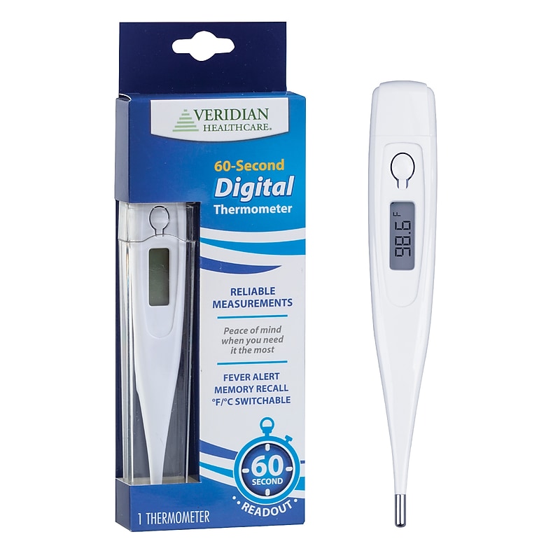 Veridian Healthcare Digital Oral Thermometer, White (08-106B) image 1