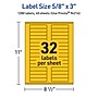 Avery Laser/Inkjet Rectangle Multipurpose Labels, 5/8" x 3", Bright Yellow, 1280/Pack (94214)~#|#~C8535845-551A-45DF-9207263FC322E6D2_sc7