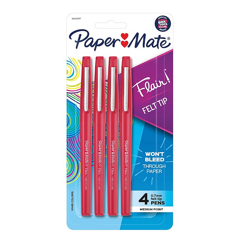 PaperMate Flair Felt Pen, Medium Point, 0.7mm, Red Ink, 4 Pack (84244) image 1