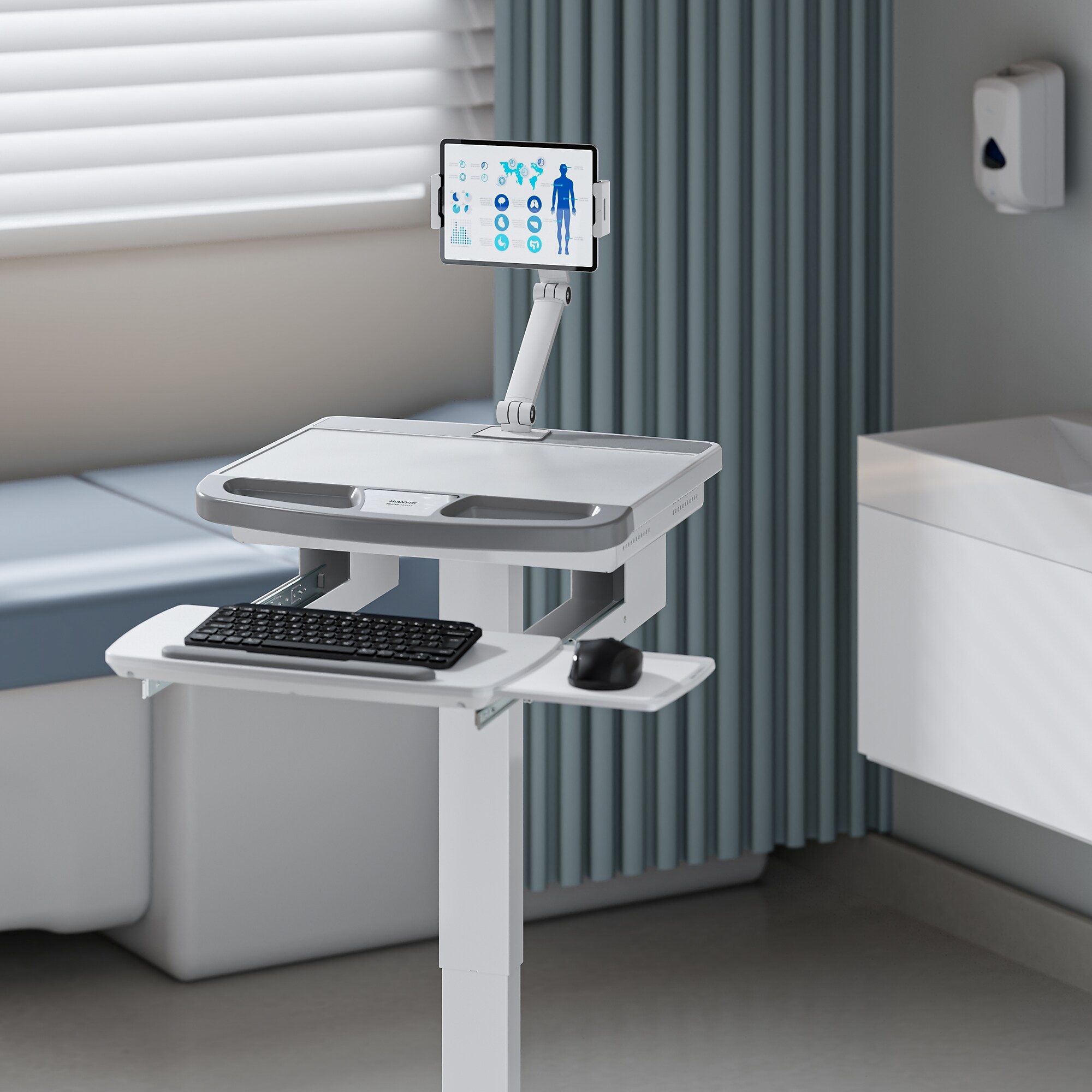 Mount-It! MedHub Adjustable Full-Motion Tablet Arm for Mobile Medical Carts, Fits 4.7″-12.9″ Tablets, 2.2 lb Capacity (MI-16008) Sansujyuku sansujyuku.com