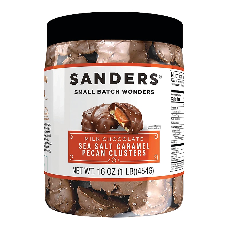 Sanders Small Batch Wonders Milk Chocolate Sea Salt Caramel Pecan Clusters, 16Oz. (30971) image 1