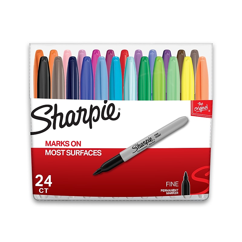 Sharpie Permanent Markers, Fine Tip, Assorted, 24/Pack (75846) image 1