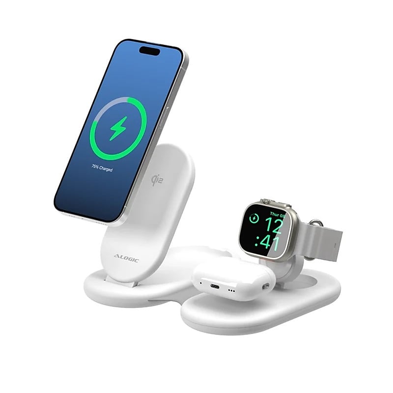 ALOGIC PackAway 3-in-1 Magsafe Charging Stand, 35W, White (AL31WCPA-WH) image 1