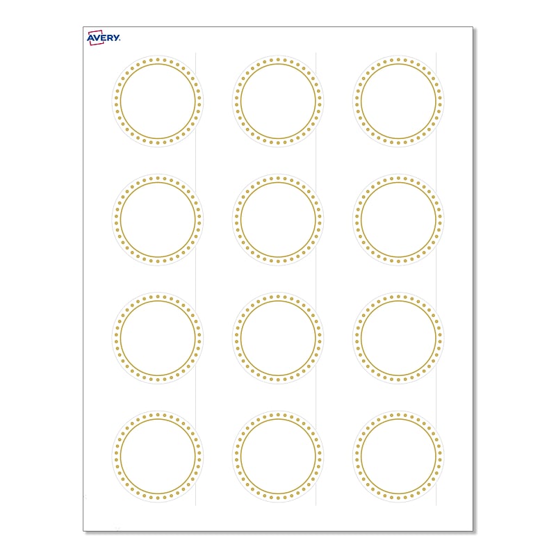 Avery Laser/Inkjet Circle Multipurpose Labels, 2" Dia., White, 120/Pack (S00D1D) image 1