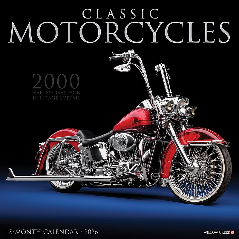 2026 Willow Creek Classic Motorcycles 12" x 12" Monthly Wall Calendar (50750) image 1