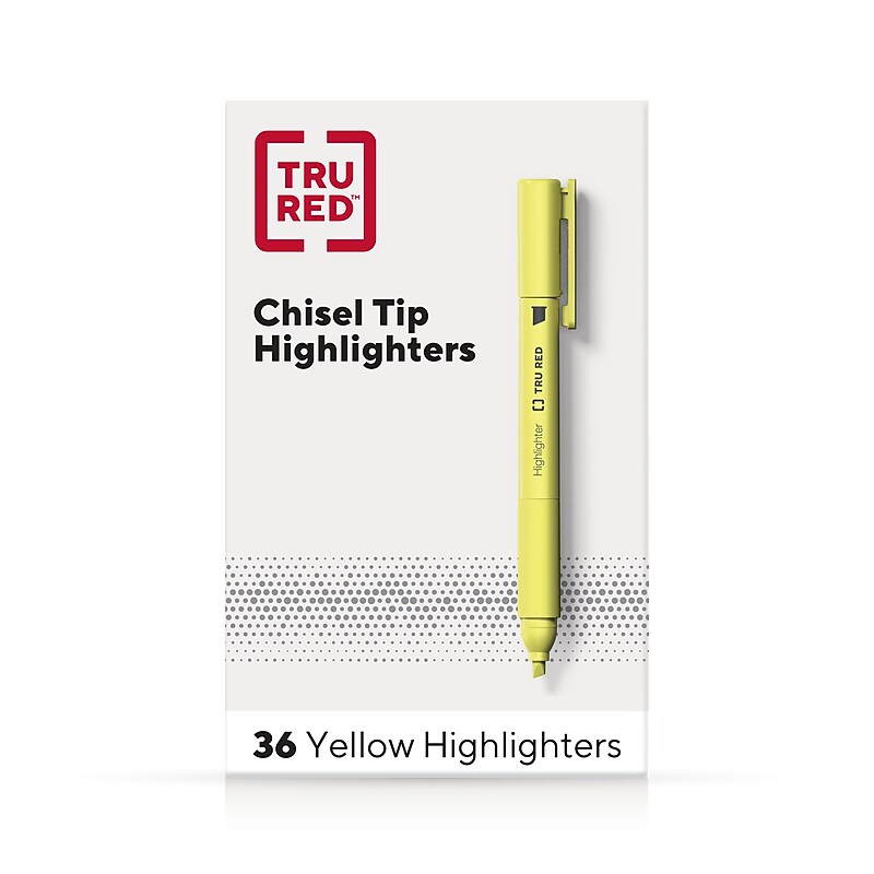 TRU RED™ Pocket Stick Highlighter with Grip, Chisel Tip, Yellow, 36/Pack (TR54582) image 1