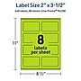 Avery Laser/Inkjet Multipurpose Rectangle Labels, 2" x 3.5", Bright Green, 640/Box (94238)~#|#~C8723850-B633-4C31-8ED31B1110950F45_sc7