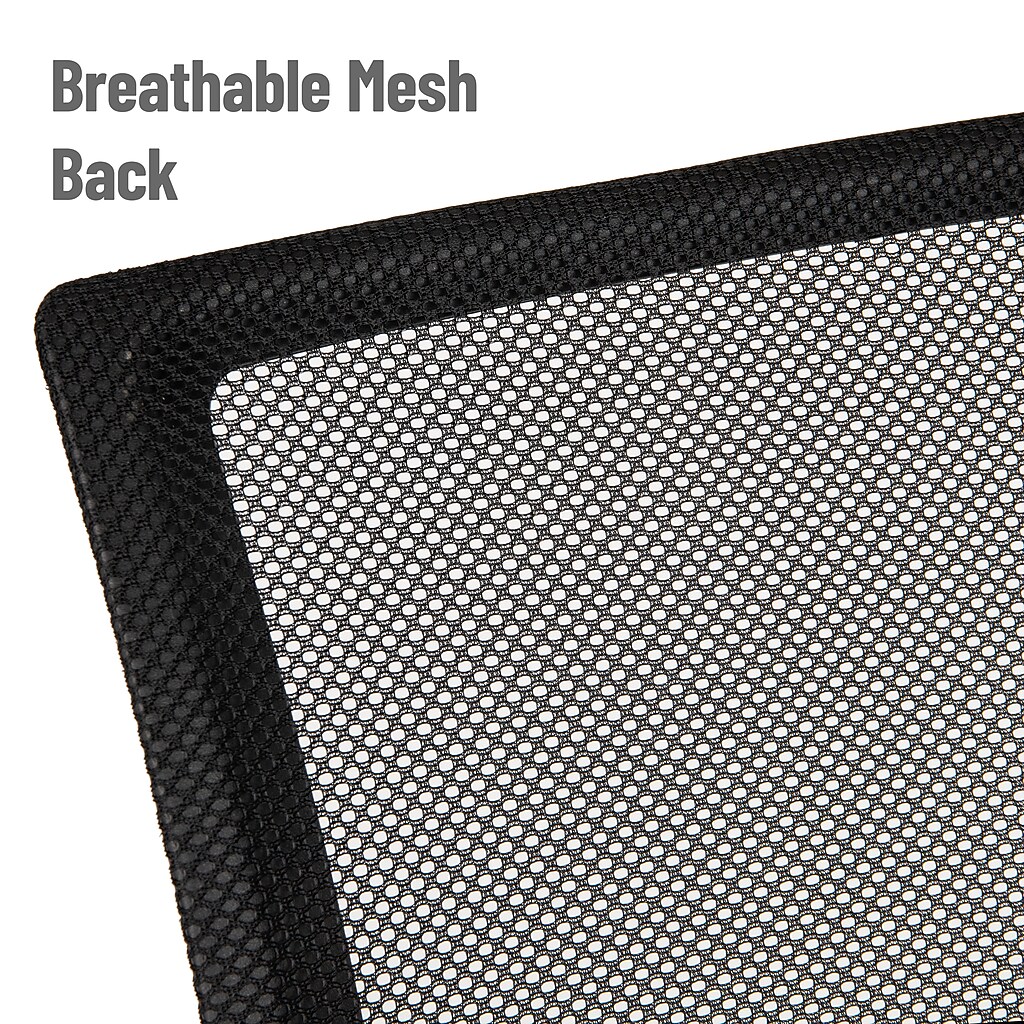 Close-up of breathable mesh back text