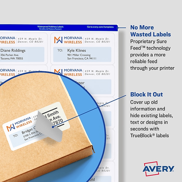Avery TrueBlock Inkjet Shipping Labels, 3-1/2