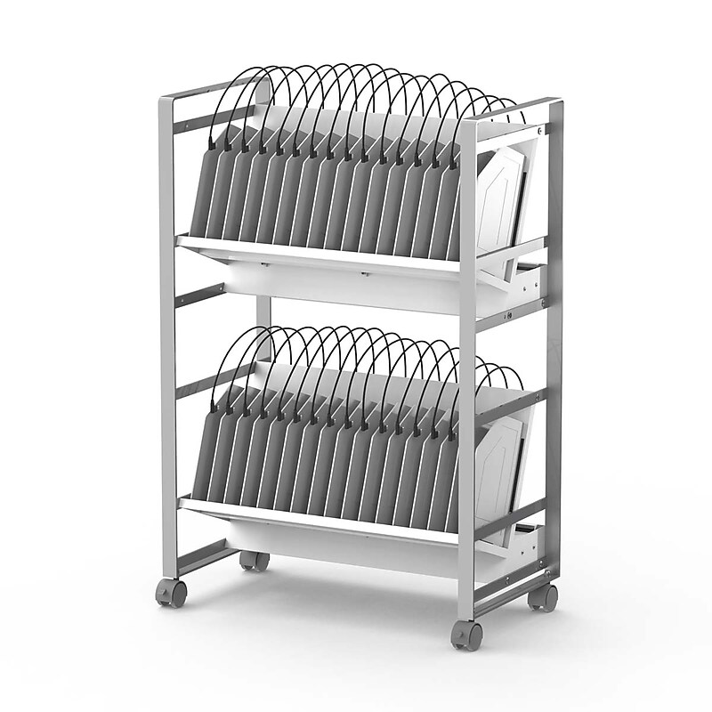 Luxor 32-Unit USB-C Open Charging Cart, White Powder-Coated Steel (CHMC006) image 1
