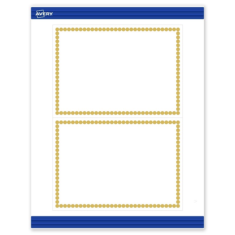 Avery Pre-Printed Gold Beads Design Matte Blank Card, White, 20/Pack (S00-DJJ) image 1