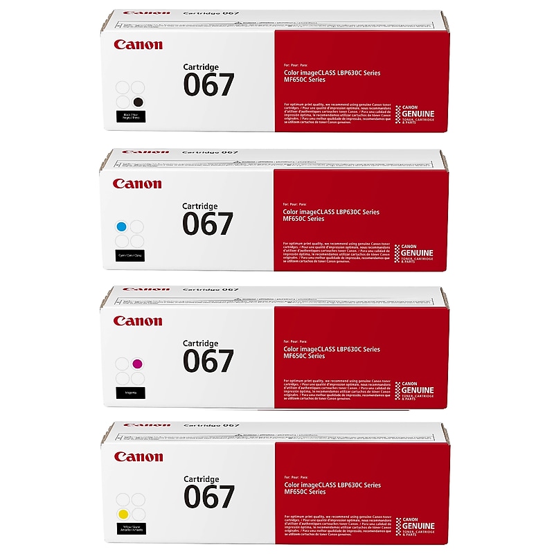 Canon 067 Black/Cyan/Magenta/Yellow Standard Yield Toner Cartridges, 4/Pack (CRG067CMYK-STP) image 1