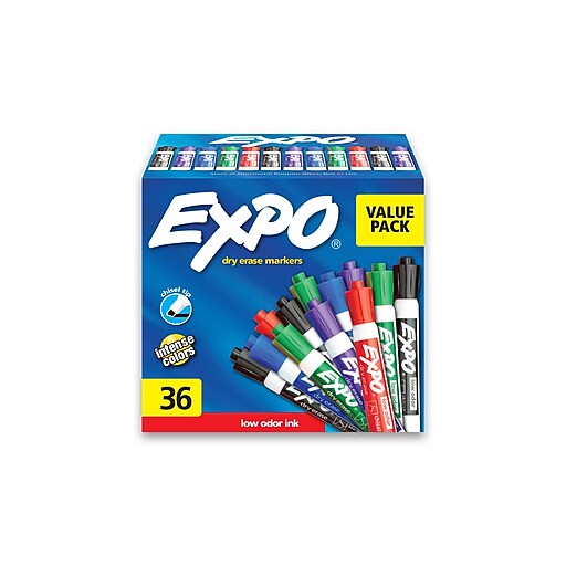  Expo Dry Erase Markers, Assorted Colors, Pack of 18