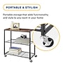 Whitmor 3-Shelf Wood Mobile Shelf Cart with Lockable Wheels, Dark Brown/Black (6764-10184-SIOC)~#|#~C88DA510-4BF5-4A81-AE6D1324A55FC833_sc7