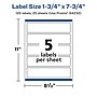 Avery Laser/Inkjet Multipurpose Labels, White, 5 Labels/Sheet, 25 Sheets/Pack (94232-WMF25)~#|#~C8A3735D-7416-41D6-A058E56E3E953CD5_sc7