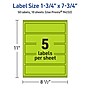 Avery Laser/Inkjet Multipurpose Rectangle Labels, 1.75" x 7.75", Bright Green, 50/Pack (94232)~#|#~C8AA669F-59BE-4FC4-9BA55BF750E83915_sc7