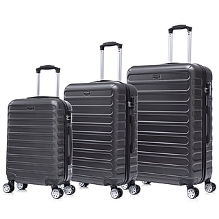Tucci SICUREZZA 3-Piece Hardside Spinner Luggage Set, Black (T0726