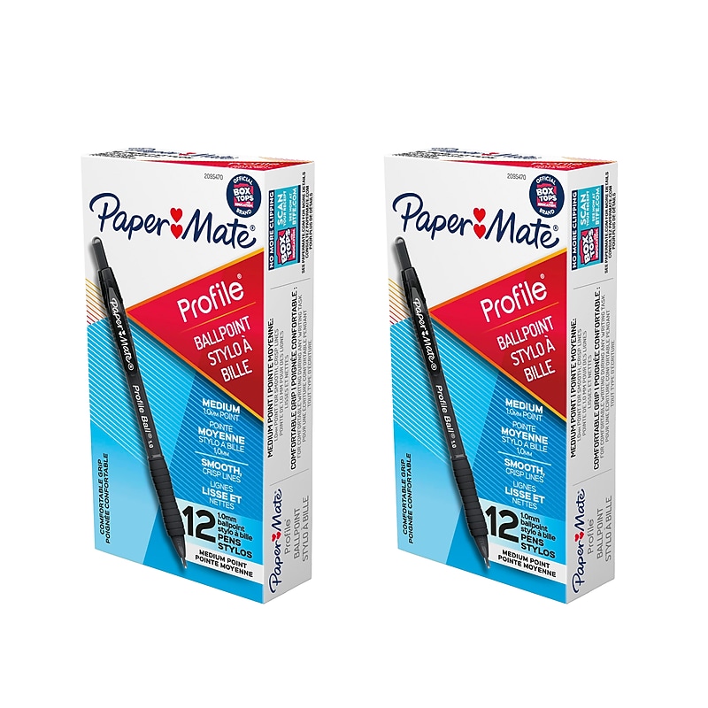 Paper Mate Profile Retractable Ballpoint Pen, Medium Point, Black Ink, 24/Pack (2095470) image 1