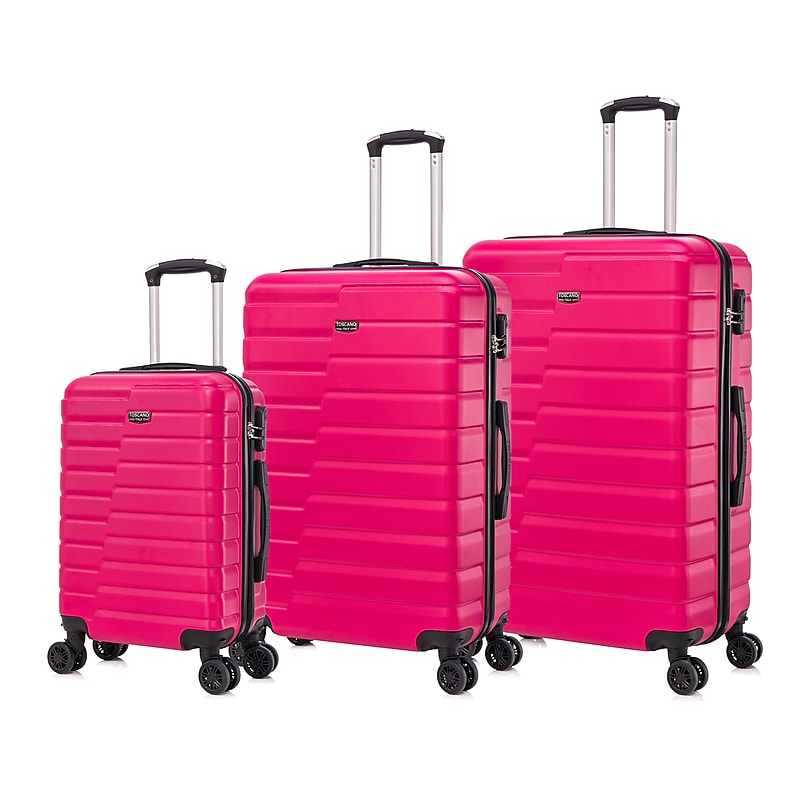 TUCCI 3-Piece Hardside Spinner Carry-On Luggage Set, TSA Checkpoint Friendly, Fushcia (S0568-03PC-FUSH) image 1