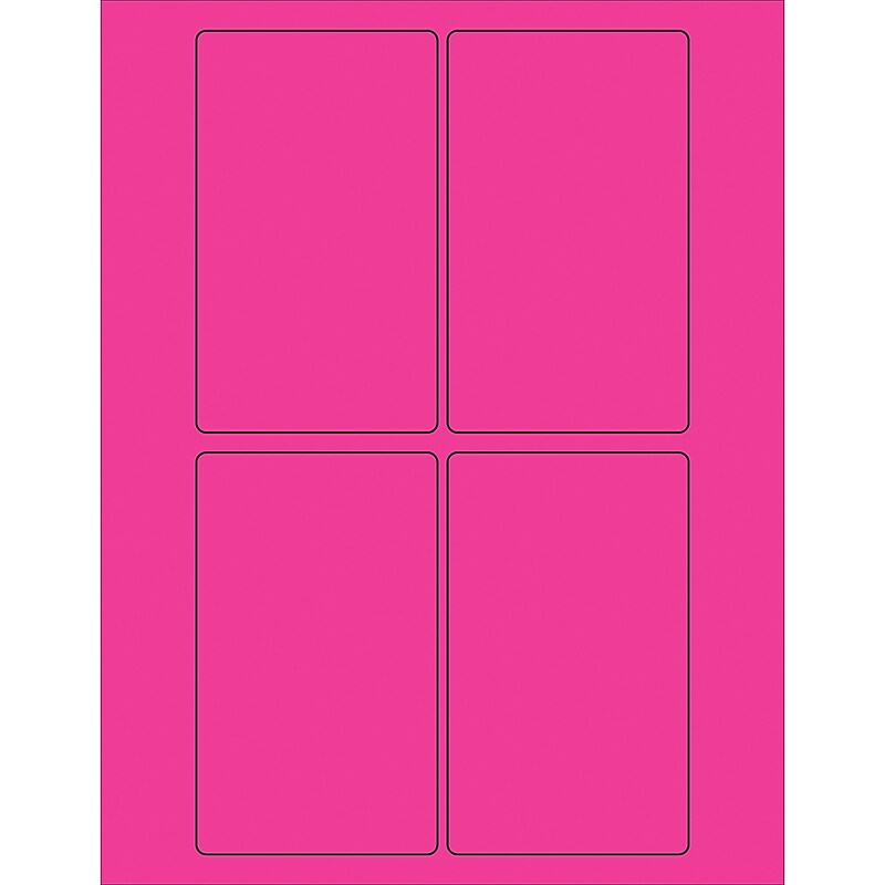 Tape Logic Rectangle Laser Labels, 3" x 5", Fluorescent Pink, 400/Case (LL175PK) image 1