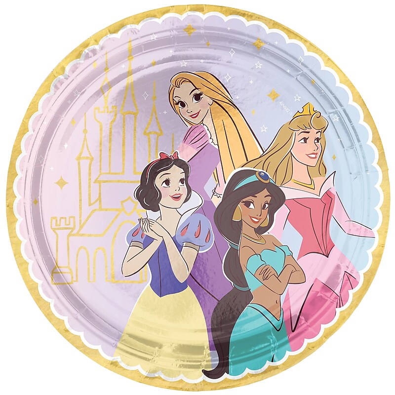Party City Disney Princess 7" Paper Plates, Multicolored, 8 Plates/Pack (AM5423570) image 1