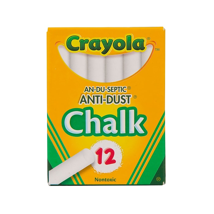 Crayola Anti-Dust Chalkboard Chalk, White, 12/Box (50-1402