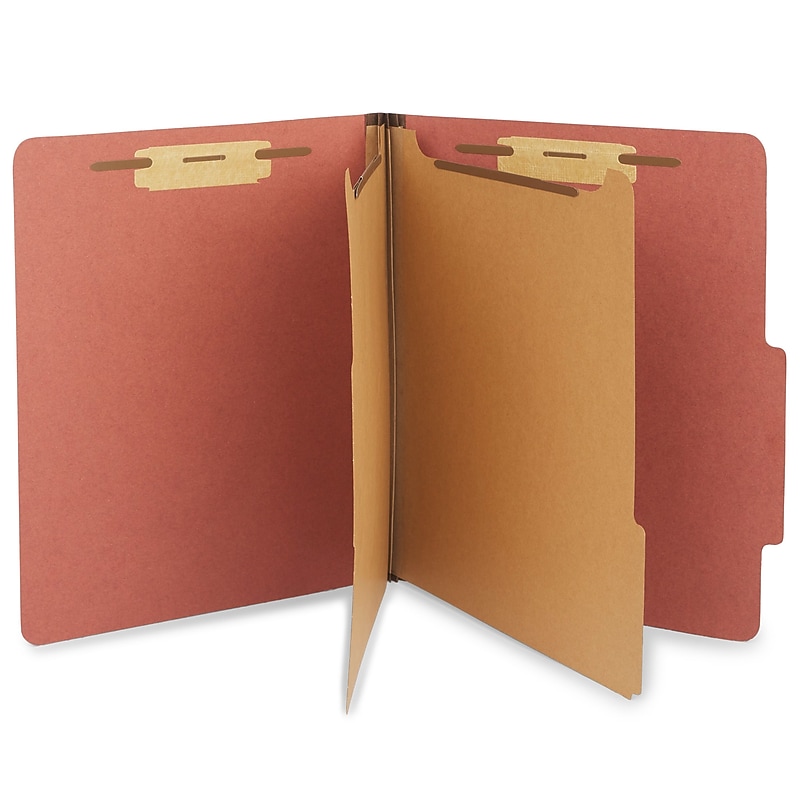 Staples® Recycled Pressboard Classification Folder, 2-Dividers, 2 1/2" Expansion, Letter Size, Brick Red, 20/Box (ST614615-CC) image 1