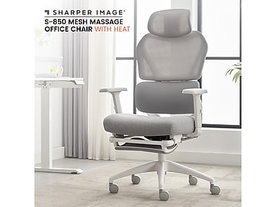 Sharper Image S-850 Heated Ergonomic Mesh Swivel Executive Massage Chair with Footrest - Thumbnail 2