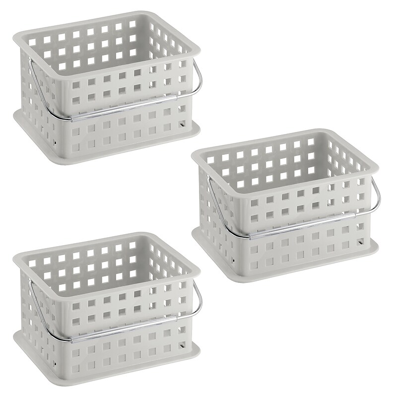 iDESIGN Small Stackable Plastic Storage Bin, Light Gray (28373M3) image 1