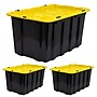 Mount-It! 63.4 Qt. Storage Bin with Snap Lid, Plastic, Black/Yellow, 3/Pack (WI-3001)~#|#~C8DE3CD1-41FF-471D-BFE3A6517C00CA8F_sc7