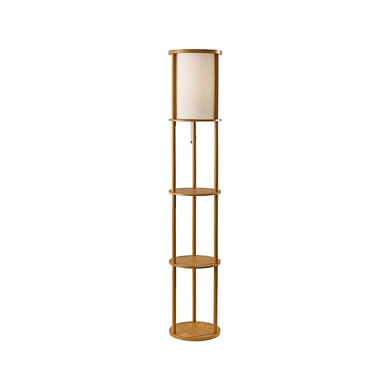 Adesso Stewart 62.5" Natural Wood Floor Lamp with Cylindrical Off-White Shade (3117-12) image 1