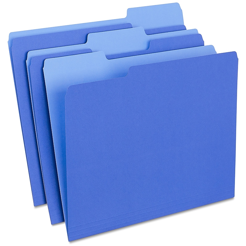 Staples File Folders, 1/3-Cut Tab, Letter Size, Blue, 100/Box (ST224527-CC) image 1