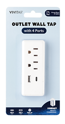 Vivitar 2-Outlet Wall Adapter, 2-USB Ports, White (STP7101-WHT-T35-12) Simolary simolary.com