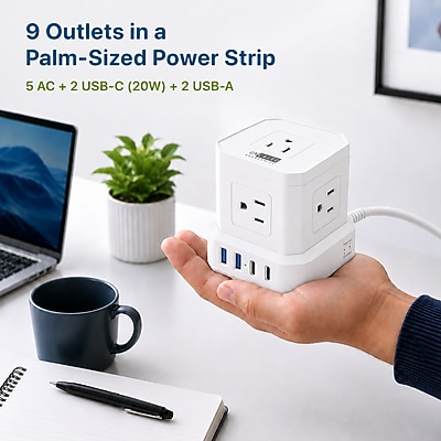 Uncaged Ergonomics Cube 5-Outlet 4-USB Port Surge Protector, 10′, White (PC-W-C) Sansujyuku sansujyuku.com