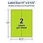 Avery Printable Rectangle Multipurpose Labels, 11" x 4.25", Bright Green, 40/Pack (94266)~#|#~C8EB19CC-EB9C-4B76-B6ECD163006919EB_sc7