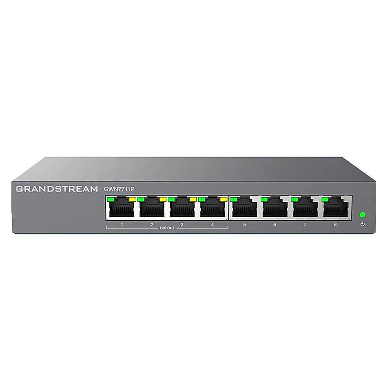 Grandstream GWN7710 Series 8-Port Ethernet Lite Managed PoE, 16Gbps, Black (GWN7711P) image 1