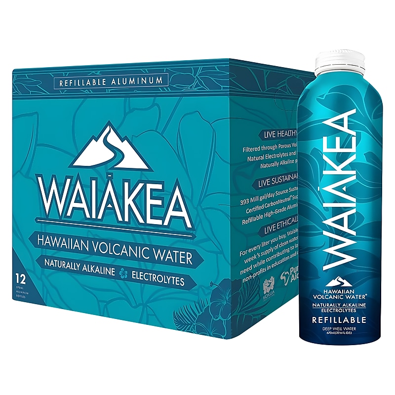 Waiakea Hawaiian Volcanic Water, 22.6 oz., 12 Bottles/Carton (856001) image 1